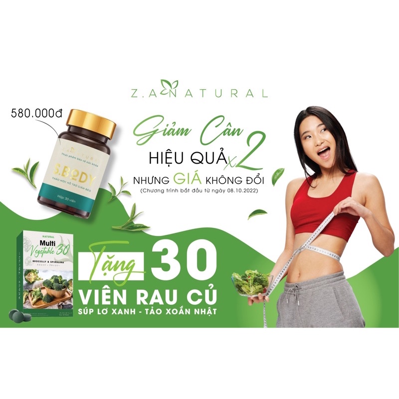 giảm cân sbody ZA (Tặng kèm 1 hộp rau củ thải mỡ)