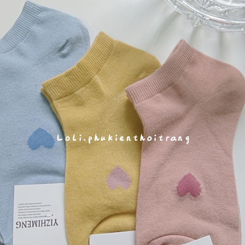 Tất Vớ Nữ Cổ Ngắn In Hình Trái Tim Xinh Xắn Cho Nữ (TN001)