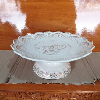 Đĩa trái cây sứ trắng bạch ngọc cao cấp cao 9cm đường kính 23 cm