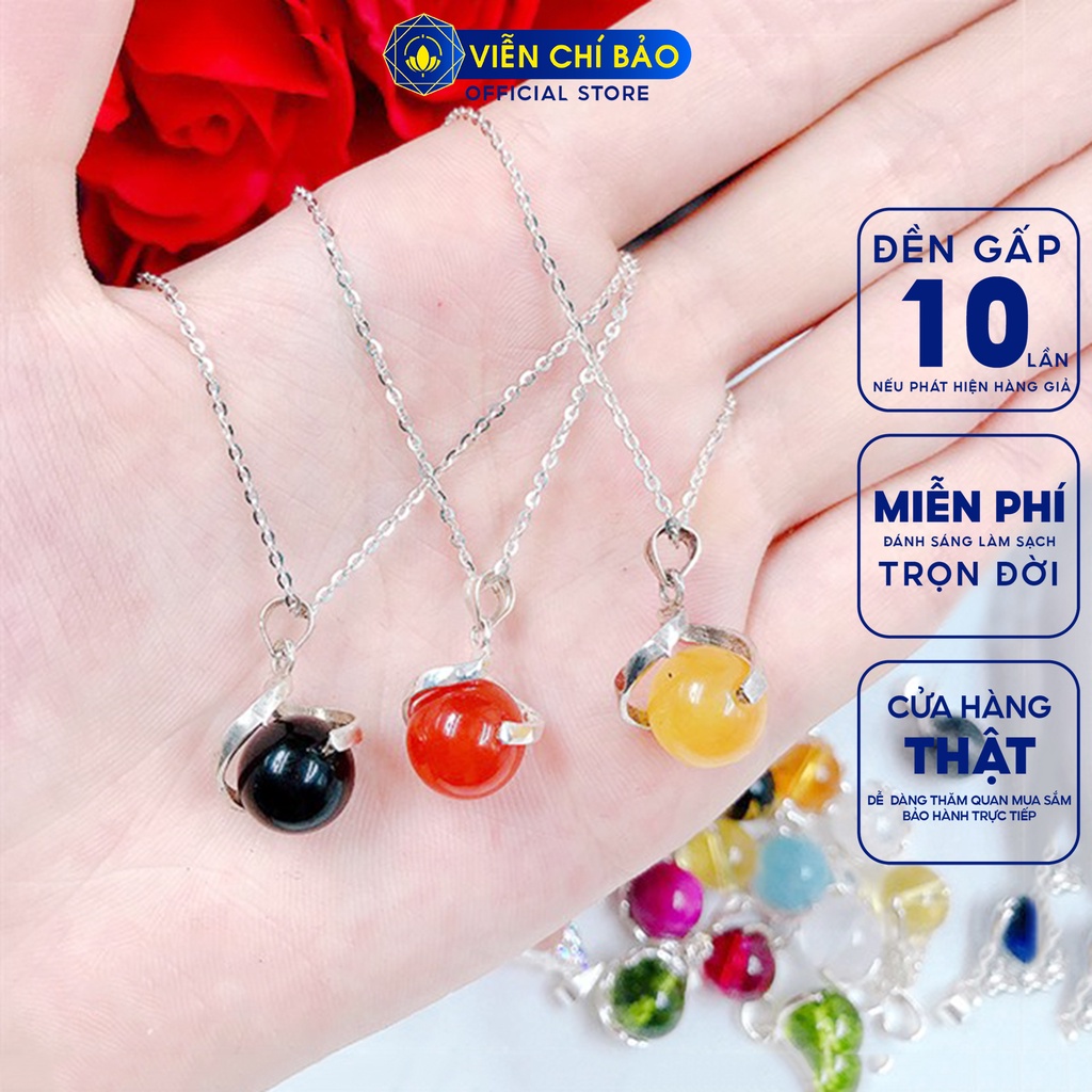 Dây chuyền bạc nữ hạt đá phong thủy may mắn đính đá S925 thời trang phụ kiện trang sức nữ Viễn Chí Bảo D400611X