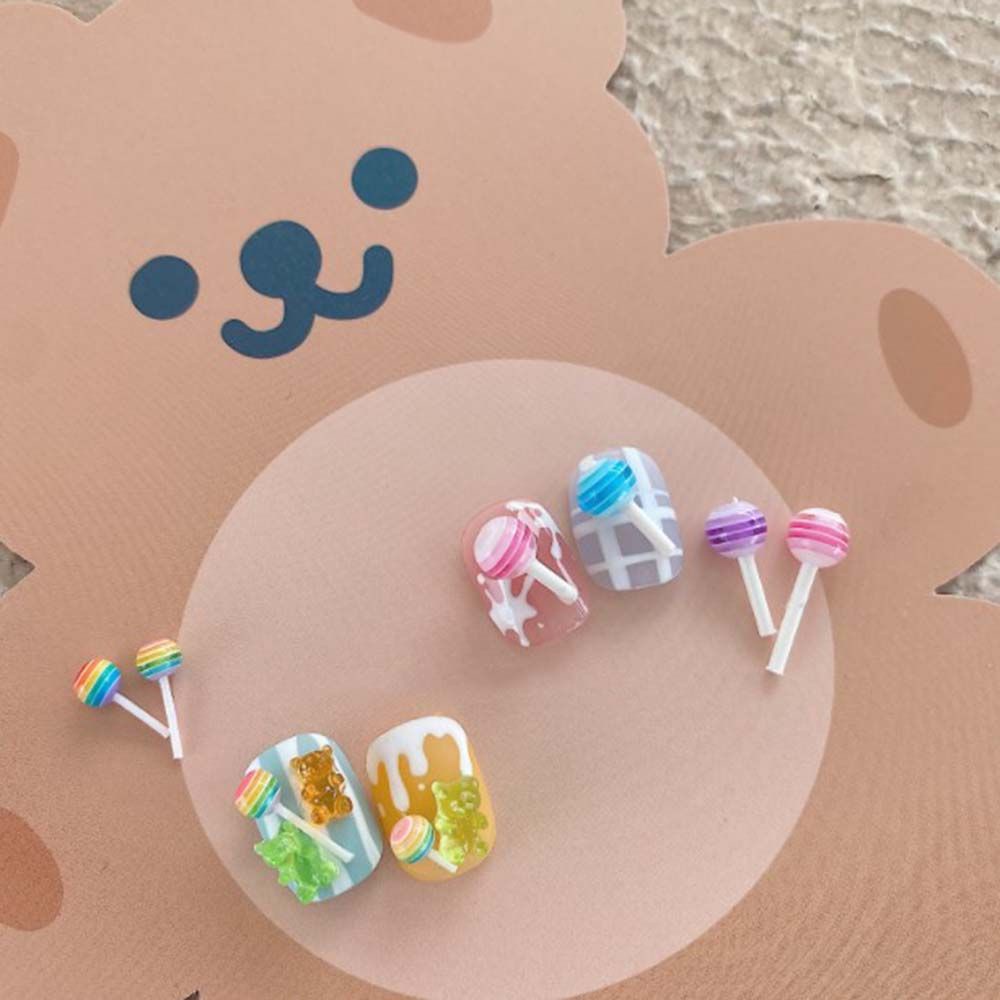 [Hàng mới về] Phụ kiện trang trí móng tay nghệ thuật họa tiết kẹo mút 3d nhiều màu sắc dễ thương