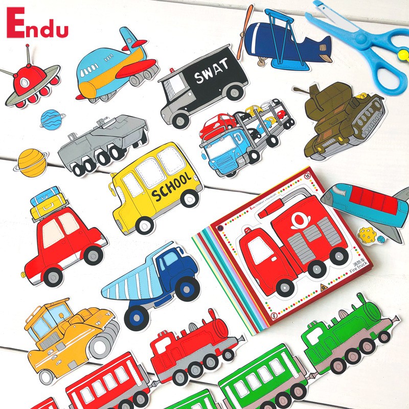 Bộ Cắt Giấy Thủ Công Hơn 100 Tờ In Hình Màu Có Mẫu Dành Riêng Cho Bé Trai/Gái Tặng Kèm Kéo An Toàn