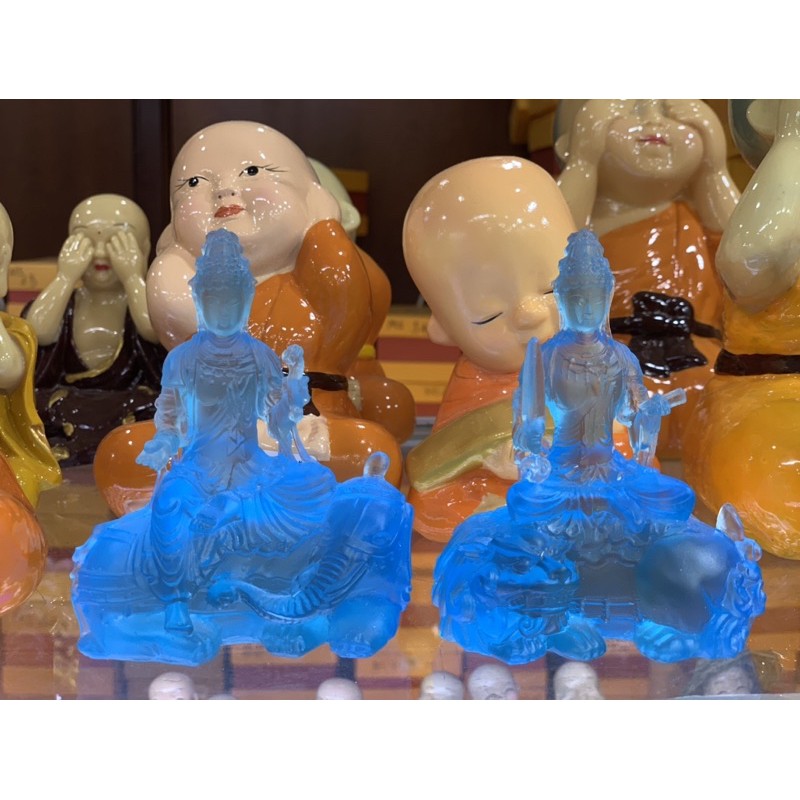 Tượng văn thù, phổ hiền để xe hơi, xe ô tô - đá lưu ly cao cấp - Văn thù phổ hiền để xe ô tô cao cấp