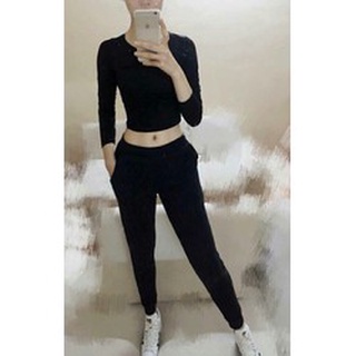 Quần jogger nữ bo gấu chất len tăm, quần bom ống mặc thu đông