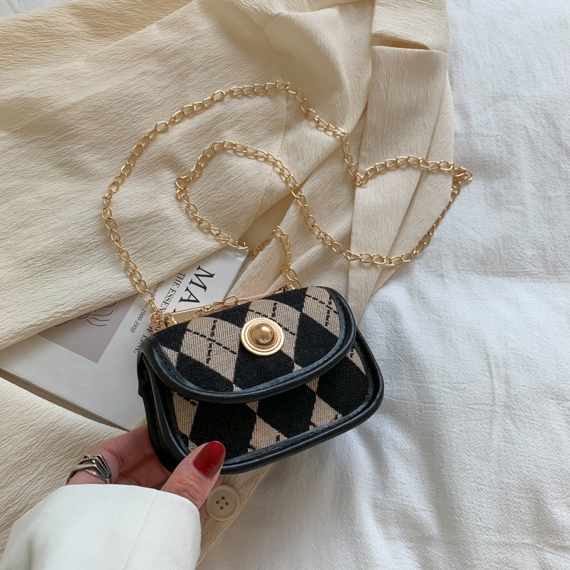 Túi Đeo Chéo Hình Vuông Cỡ Nhỏ Phối Dây Đeo Sợi Xích Thời Trang Cho Nữ 2022