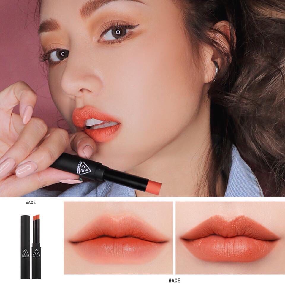 Son 3CE Slim Velvet Lipstick chất son mềm môi-lên màu chuẩn-nhiều tone xinh yêu mùa lễ hội