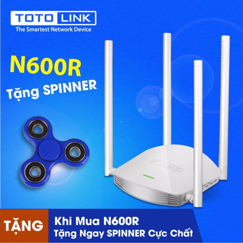 Bộ phát WiFi Router TOTOLINK 600Mbps N600R tặng spinner - hãng phân phối chính thức