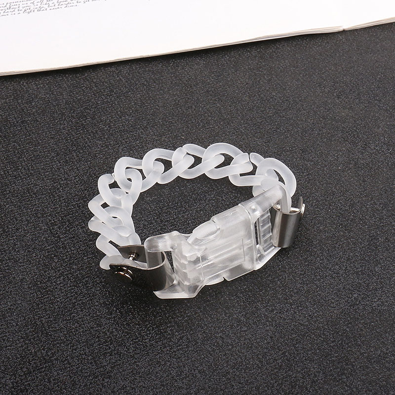 Vòng Đeo Tay Trong Suốt Đa Năng Phối Khóa Kim Loại Cá Tính