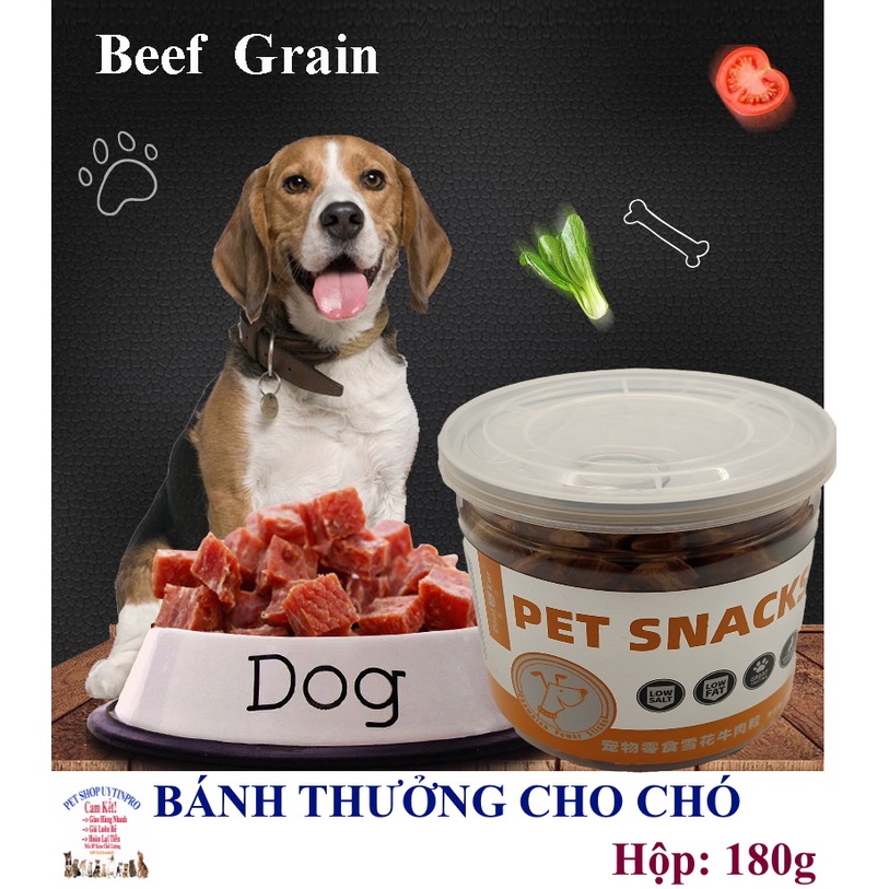 Bánh thưởng cho Chó dạng viên Pet Snacks Hộp 180g Thơm ngon, Giúp bổ sung dinh dưỡng, Vitamin, Tăng sức đề kháng