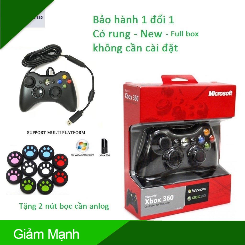 Tay cầm chơi game fifa online 4 xbox 360 full box rung mạnh có dây, skill xoay 360 all game pc, laptop