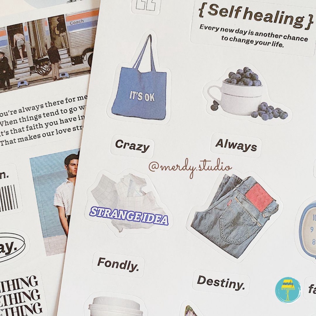 Set 3 tờ sticker trang trí bullet journal Korean Aesthetic Lifestyle