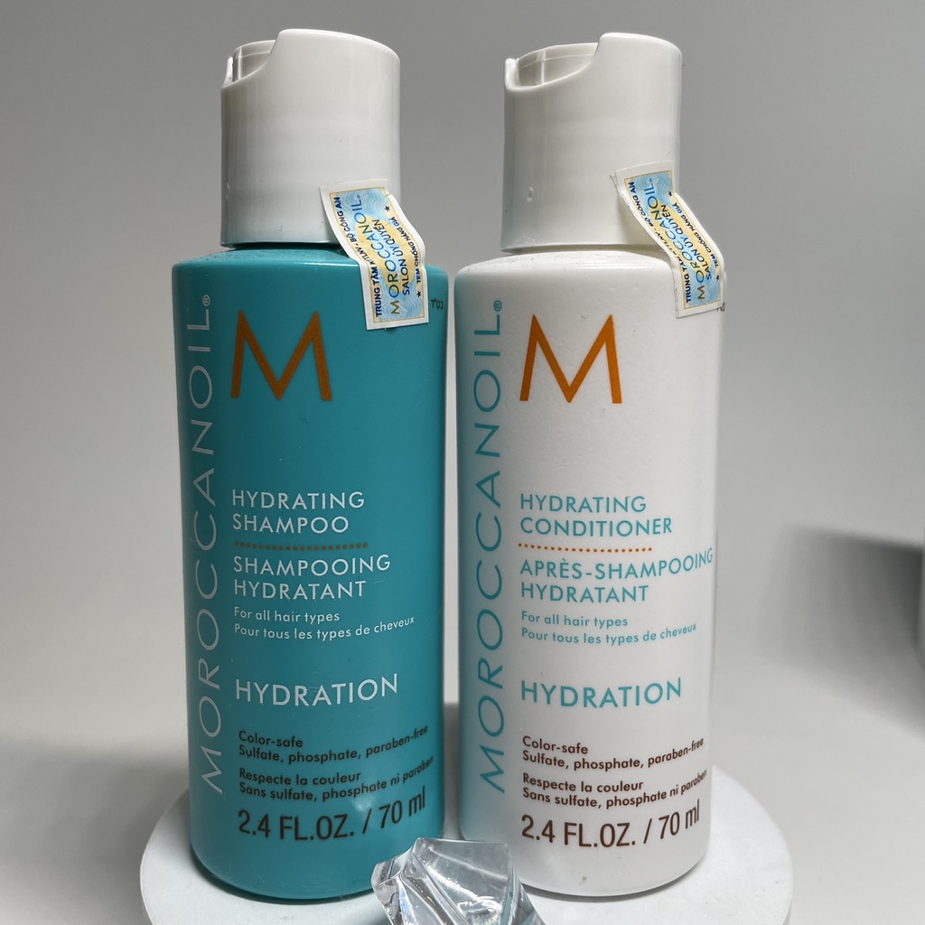 Combo Try Me Kit dầu gội xả dưỡng ẩm Moroccanoil Hydration 70mlx2 và tinh dầu Treatment 15ml ( New 2021 )