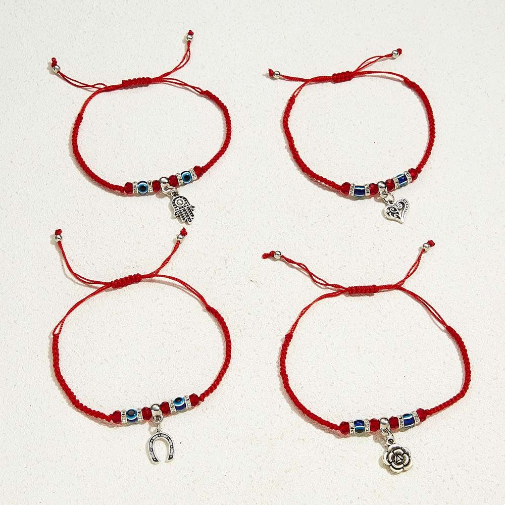 MXMUSTY Fashion Bangles Women Wrist Jewelry Braided Bracelet Friendship Red Rope String Adjustable Lucky Blue Evil Eye Beads