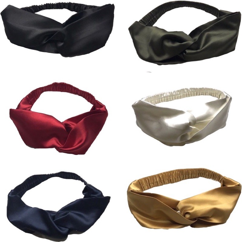 Băng đô màu trơn vải bóng