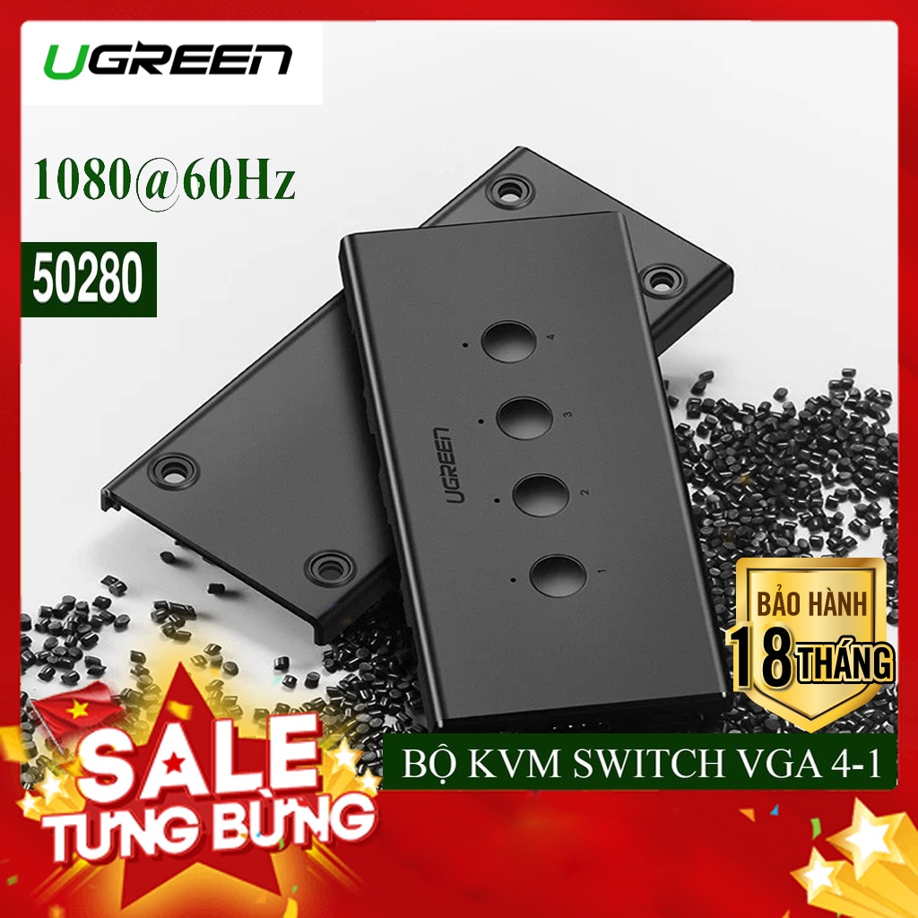 KVM - Bộ Gộp VGA 4 máy tính dùng 1 màn hình 1 bàn Phím Chuột Duy Nhất Ugreen 50280 cao cấp
