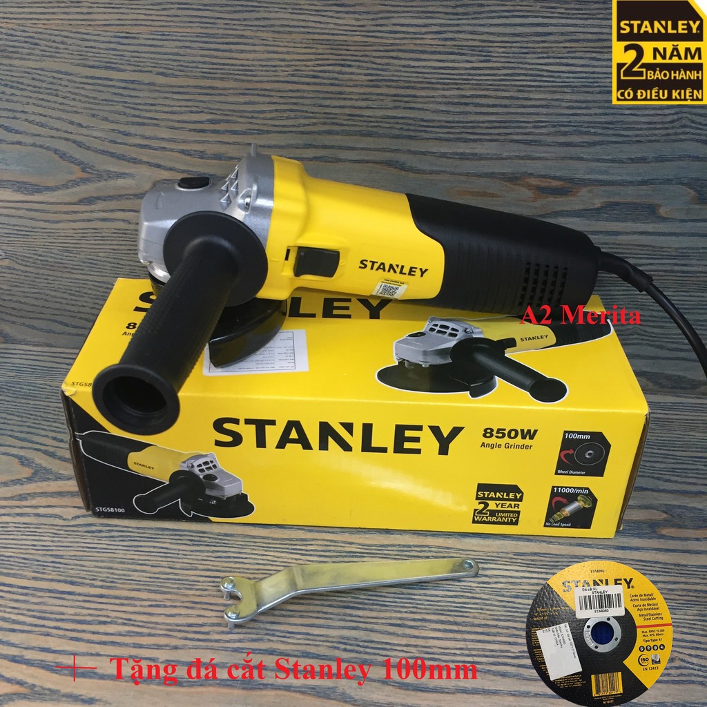 Máy mài góc 850W- 100mm Stanley STGS8100 ( Tặng 1 đá cắt kim loại Stanley)