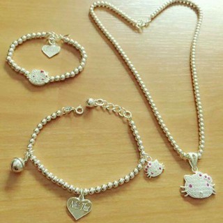 Bộ dây vòng cổ, lắc tay, chân bạc cho bé gái TTB103
