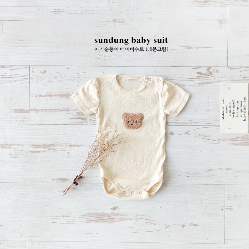 Bộ Áo Liền Quần Tay Ngắn In Hình Gấu Hoạt Hình Dễ Thương Dành Cho Trẻ Em