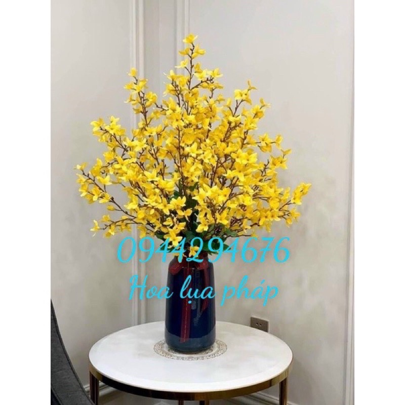 cành hoa mai vàng -Mai Mỹ - thân cổ - cành cao 90cm -hoa lụa - hoa giả trang trí