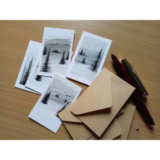 Thiệp vẽ tay Christmas Mini Postcard Gothic Style Thiệp Mini (Mặt sau trắng trơn)