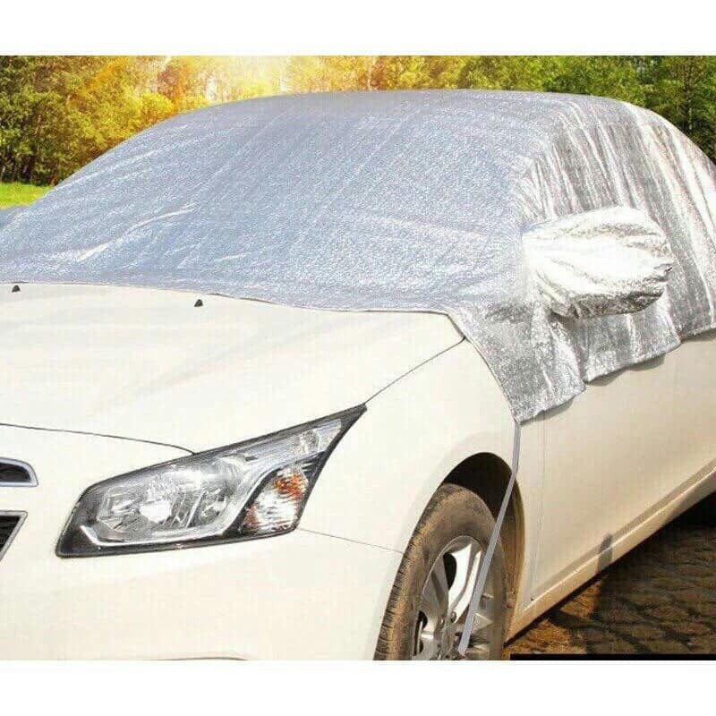 Bạt che / Bạt phủ ô tô. chống nắng-mưa, cách nhiệt bảo vệ xe hơi 5D tráng nhôm cao cấP. (CHE NỬA)