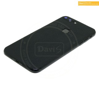 Miếng dán da dán iPhone 7 plus - Da thật nhập khẩu cao cấp - Davis (Đen vân)