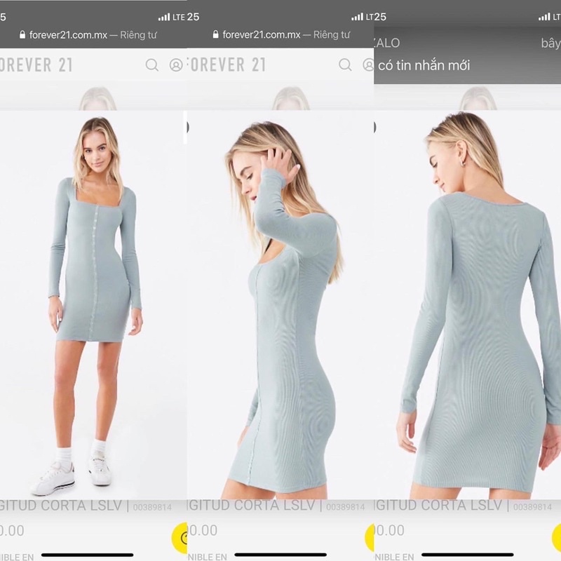 Đầm body f21 thun gân dư xịn