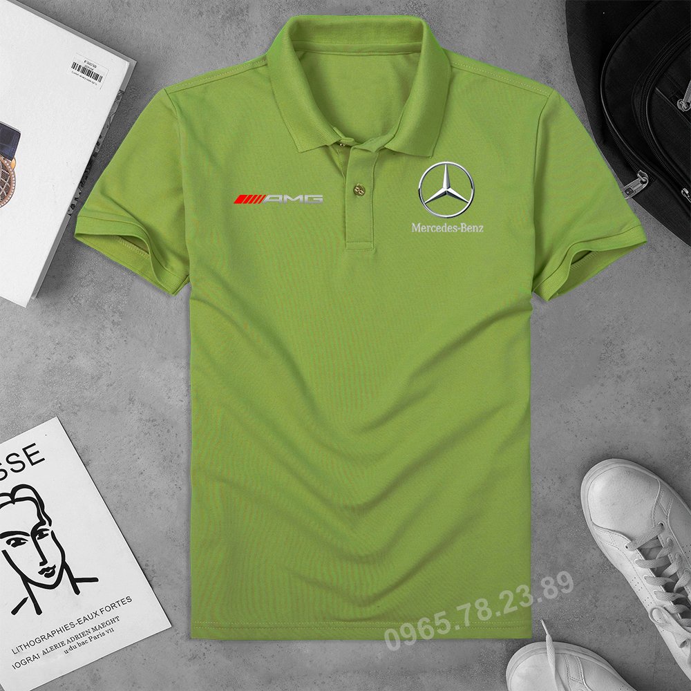 Áo thun polo cao cấp cổ bẻ Mercedes AMG đỏ - Áo sang trọng, cotton thoáng mát, không xù lông