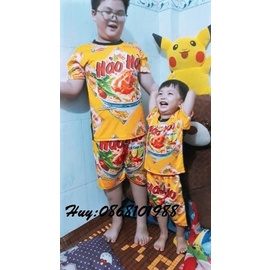 Bộ thun mì tôm hảo hảo vàng unisex nam nữ, bé trai bé gái, cả gia đình cùng mặc cực chất