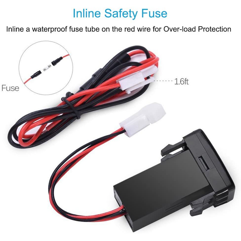 Củ sạc nhanh cổng USB 3.0 & 2.4A cho xe hơi Toyota