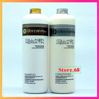 Cặp dầu gội xả COLLAGEN KERATIN EDOCEAN PLUS 1000ml x2