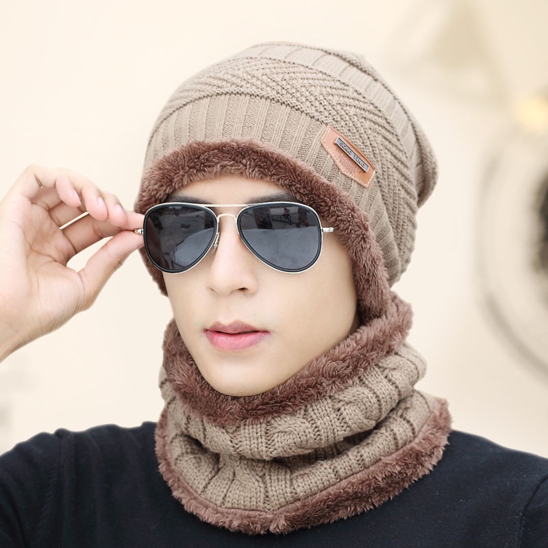 Mũ Len Cotton Dày Dặn Giữ Ấm Mùa Đông Phong Cách Hàn Quốc Cho Nam