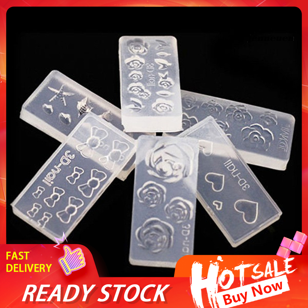 [Hàng mới về] Bộ 6 khuôn làm phụ kiện đính móng trang trí nghệ thuật bằng acrylic trong suốt