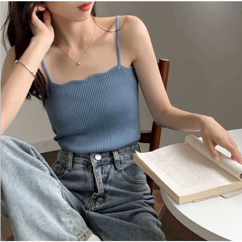 Áo dệt kim không tay phong cách retro thời trang mùa hè Hàn Quốc cho nữ | BigBuy360 - bigbuy360.vn