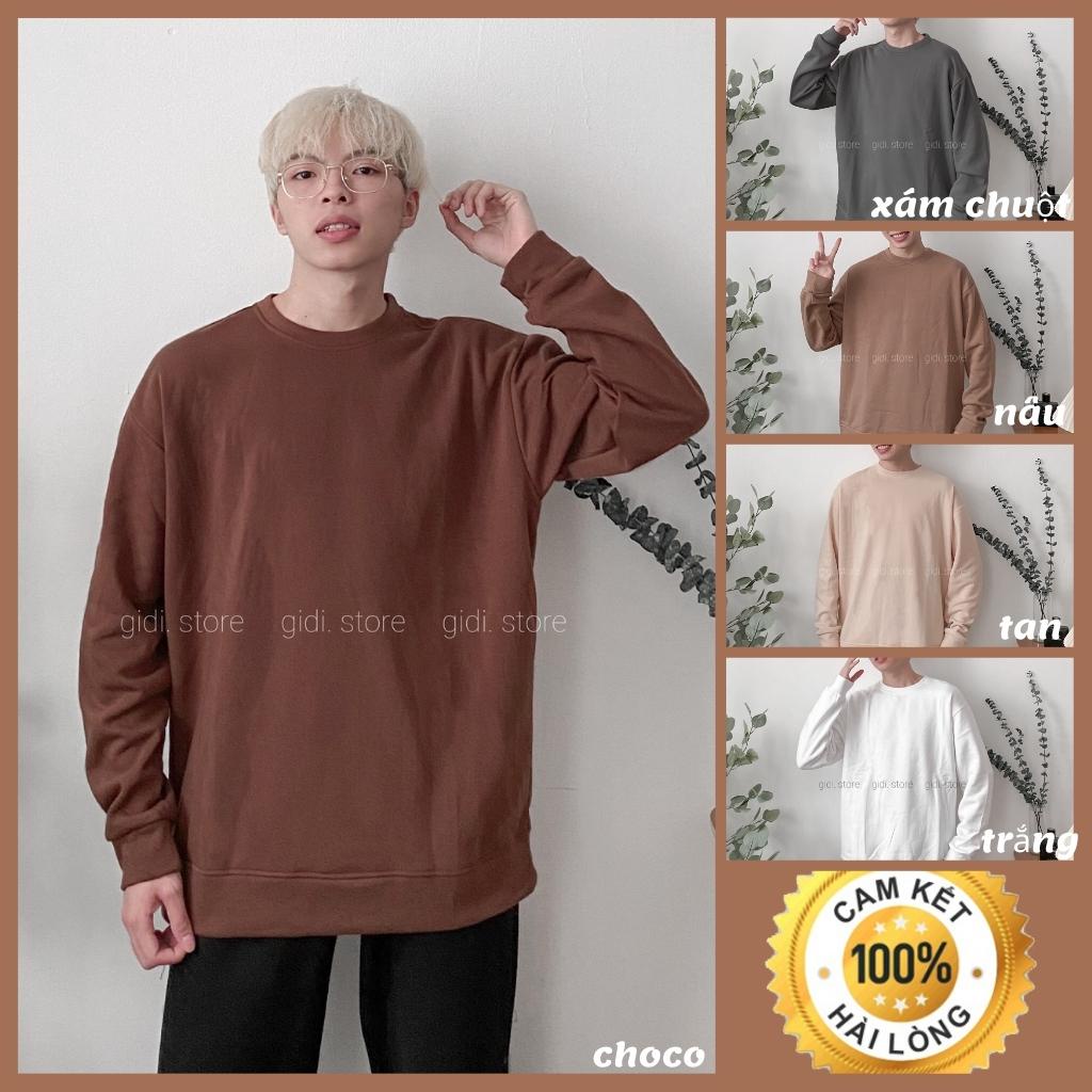Áo Sweater Basic Thu Đông Nam Nữ Unisex - áo vải nỉ bông trơn tay dài dày dặn, mềm mịn kiểu OVERSIZE hot TREND form rộng
