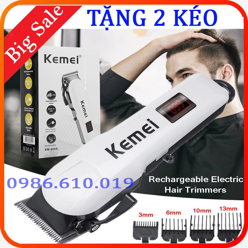 Tông đơ cắt tóc gia đình không dây chuyên nghiệp KEMEI KM- 809A. Loại Xịn tặng 2 kéo cắt tỉa tóc