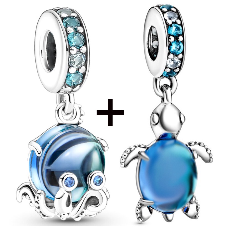 Bộ 2 Mặt Dây Chuyền Hình Rùa / Dâu / Trái Tim Màu Cầu Vồng Xinh Xắn DIY