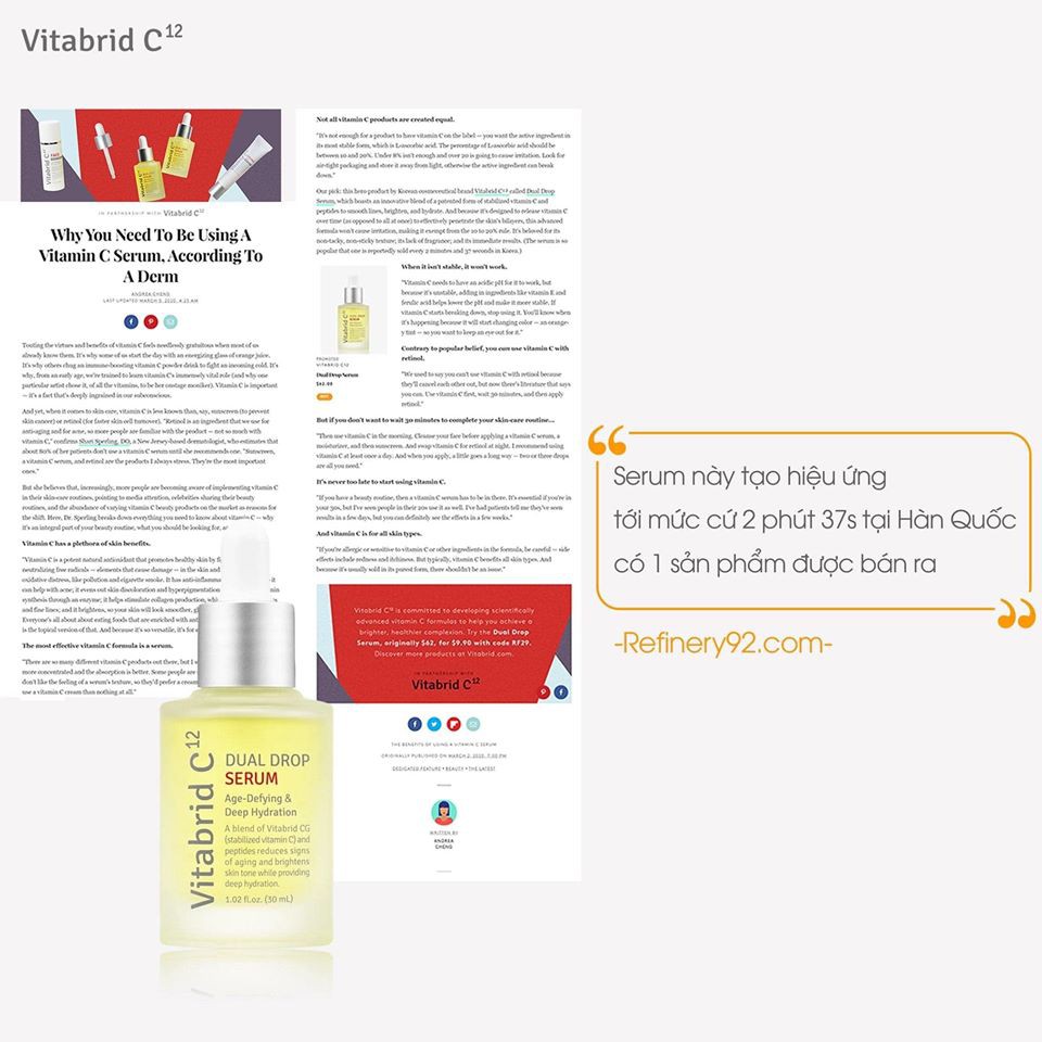 Serum dưỡng trắng mờ thâm nám Vitabrid Dual Drop Serum