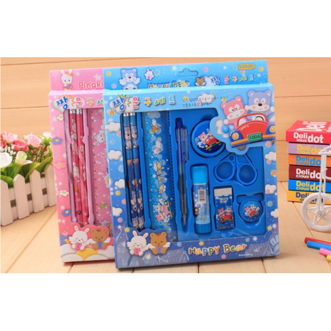 Set Đồ Dùng Học Sinh 9 Món Tiện Lợi Cho Bé Học Tập