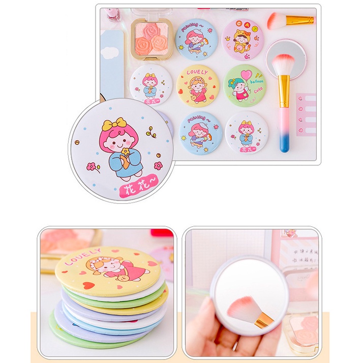 Gương tròn mini cầm tay hình cô gái công chúa cute dễ thương xinh xắn (7cm)