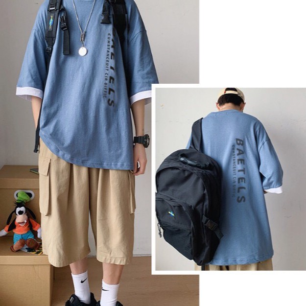 Áo thun tay lỡ form rộng - phông nam nữ cotton oversize - T shirt phối tay Baetels - 2N Unisex | BigBuy360 - bigbuy360.vn