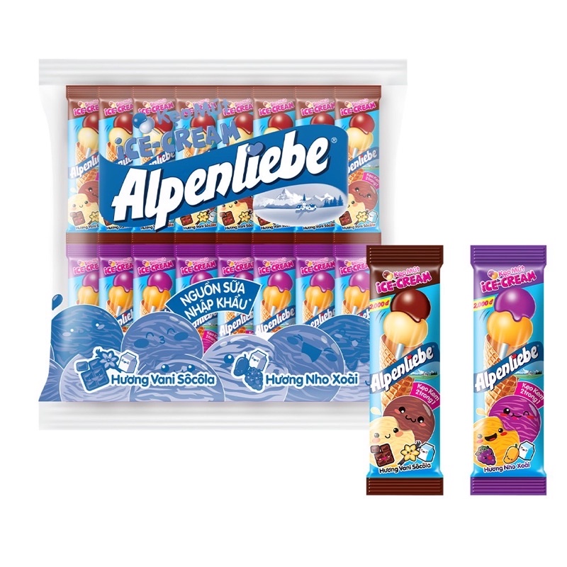 Kẹo mút Alpenliebe Ice Cream 2 vị mới gói 32 que [ Siêu Ngon Dài Vô Tận ]