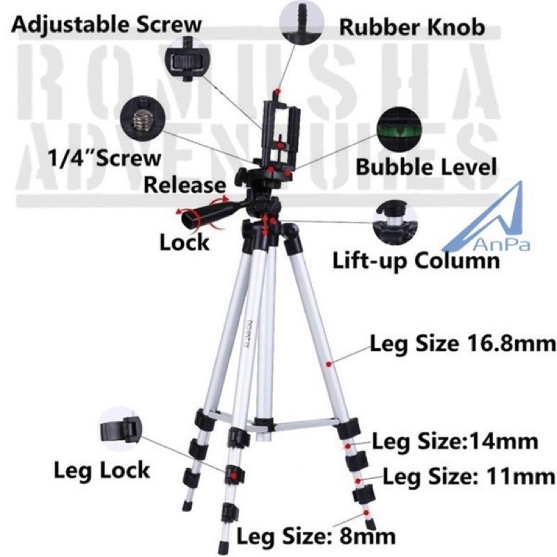 [Kèm Kẹp ĐT] Gậy 3 Chân Tripod 3110 -105 cm Chuyên Chụp Hình LiveStream