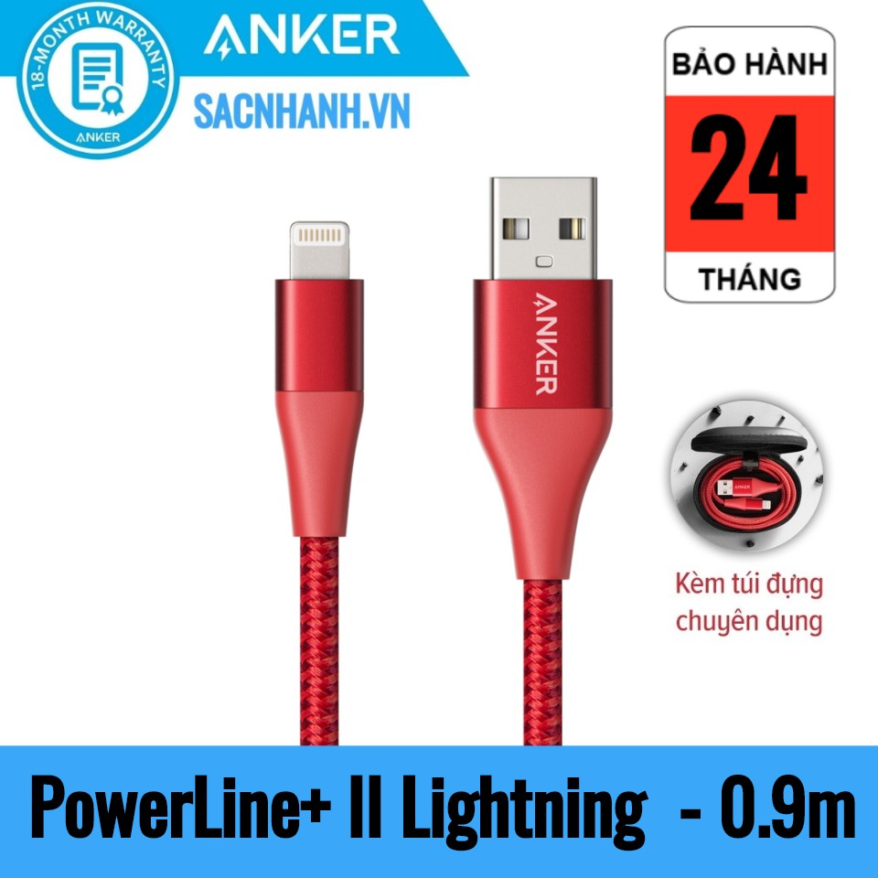 Cáp Sạc Nhanh Lightning Anker PowerLine+ II - Dài 0.9m - A8452