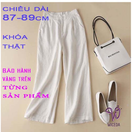 Quần ống rộng suông dài,quần culottes đũi nữ chất nhẹ thoáng mát  4 màu đen be trắng xanh ngọc WICEDA QD520. | BigBuy360 - bigbuy360.vn
