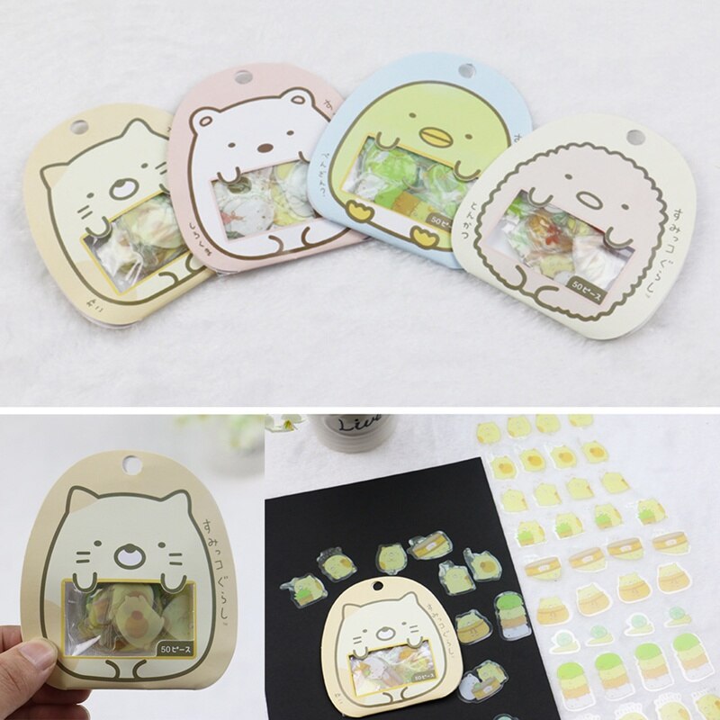 Set 50 nhãn dán hình động vật hoạt hình đáng yêu trang trí đồ thủ công tiện dụng