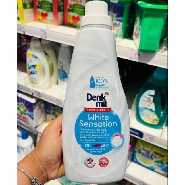 🇩🇪 NƯỚC GIẶT TẨY QUẦN ÁO TRẮNG DENKMIT WHITE SENSATION 1L - HÀNG CHUẨN ĐỨC