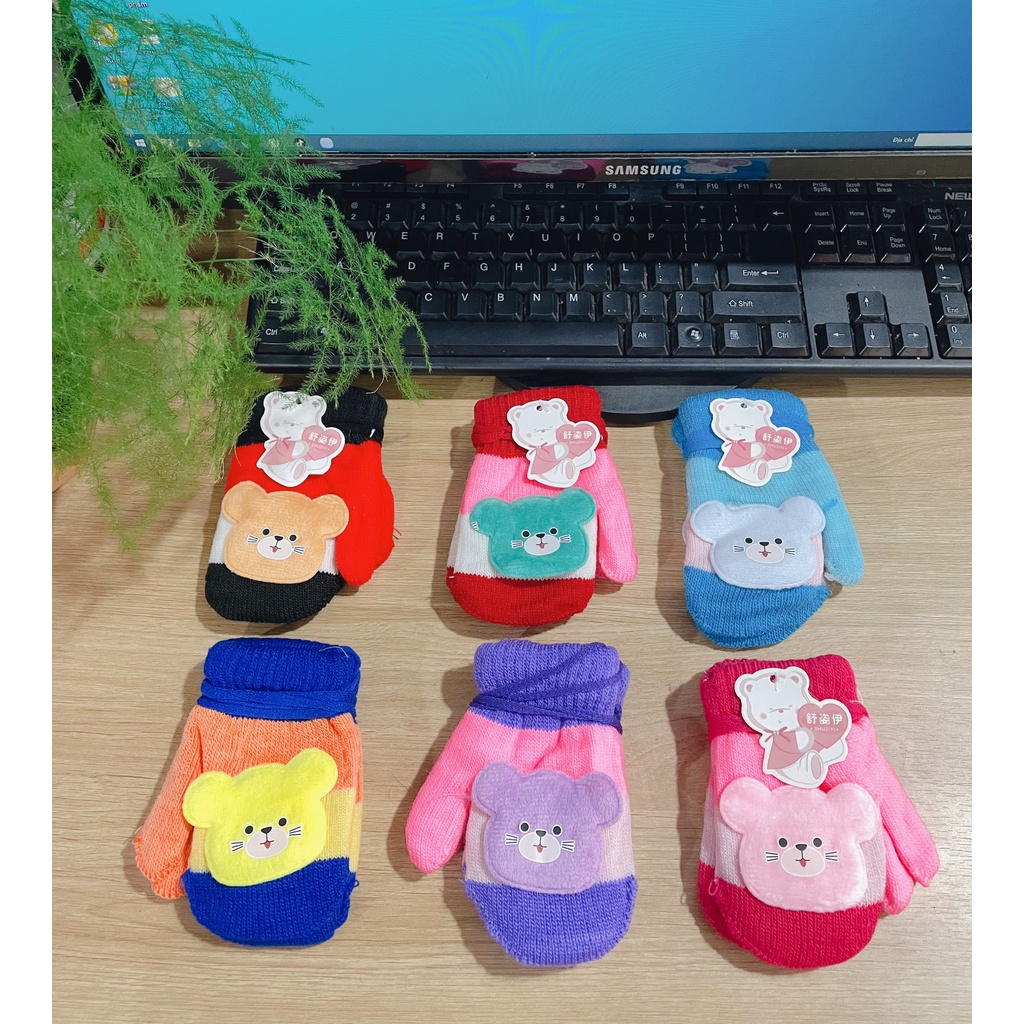 GĂNG TAY LEN TRẺ EM ❤️BAO TAY XỎ NGÓN LEN XÙ❤️ bao tay cho bé nhiều màu dễ thương size từ 1- 4 tuổi