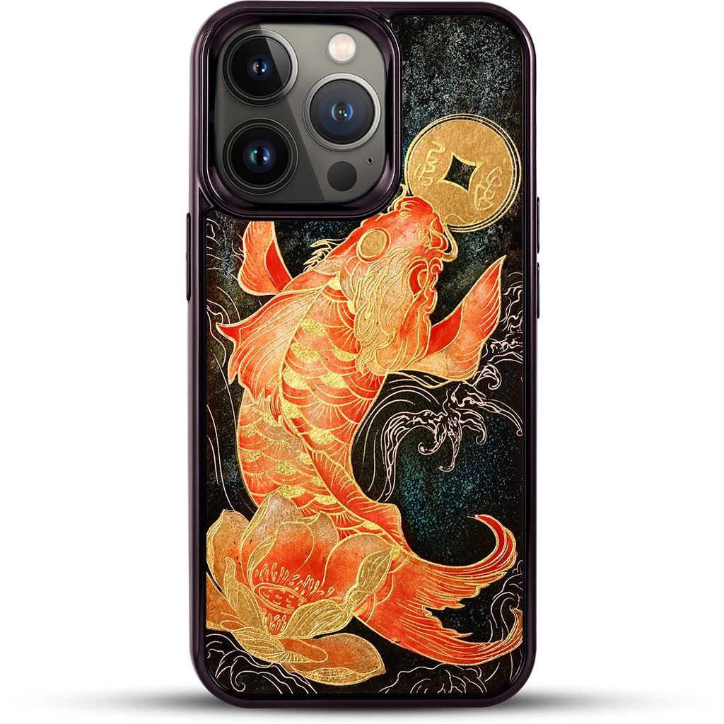 Ốp điện thoại cho iPhone 13 Pro / 13 Pro Max mẫu Liên Ngư Dâng Lộc thương hiệu La Sonmai