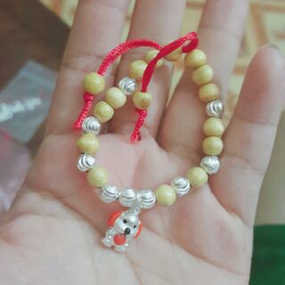 Vòng dâu tằm mix bạc cho bé trai/bé